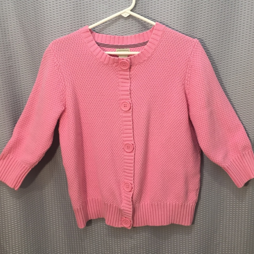 LL Bean Pink Cardigan Sweater sz med